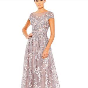 MAC DUGGAL 20405 EMBELLISHED FLORAL CAP SLEEVE A-LINE LILLAC GOWN sz 14